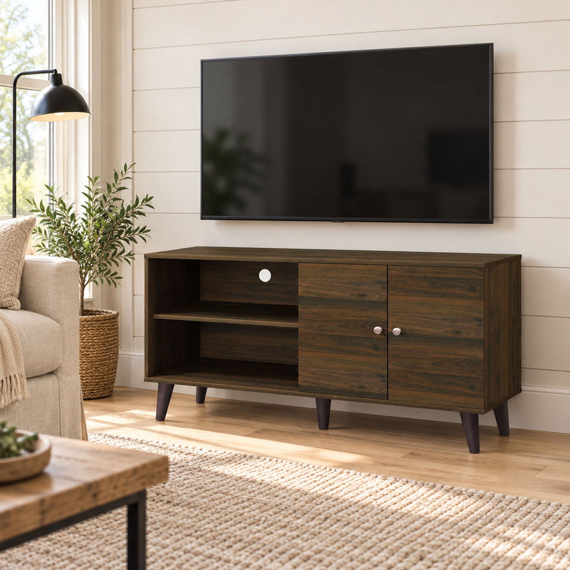 Amidon - TV Stand, With 2 Storage Shelves And 1 Cabinet