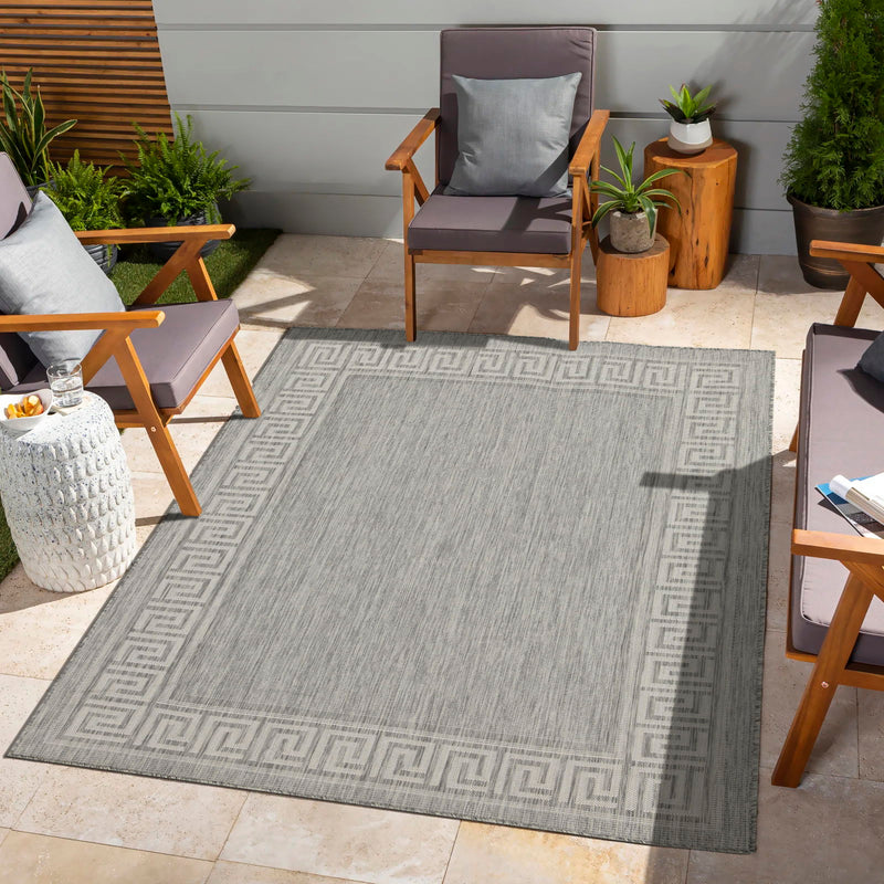 Sunshine - 5'3" X 7'3" Indoor, Outdoor, Area Rug Polypropylene - Silver