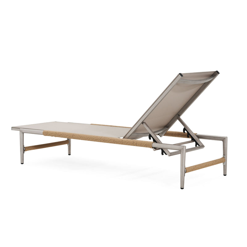 Hargrove - Outdoor Patio Aluminum Chaise Lounge (Set of 2) - Natural / Silver