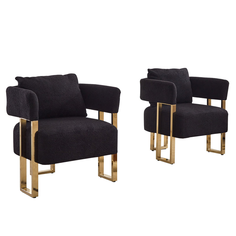 Modern Decorative Chair Teddy Fleece Upholstered And Metal Foot