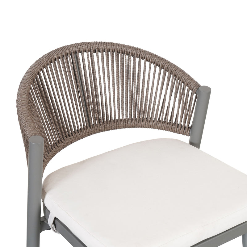 Outdoor 26" Counter Height Metal Frame Counter Stools With Scallop Shaped Backrest & Water Resistant Cushions