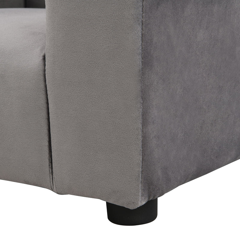 Kids Recliner Chair, Kids Upholstered Couch With Ottoman - Dark Gray