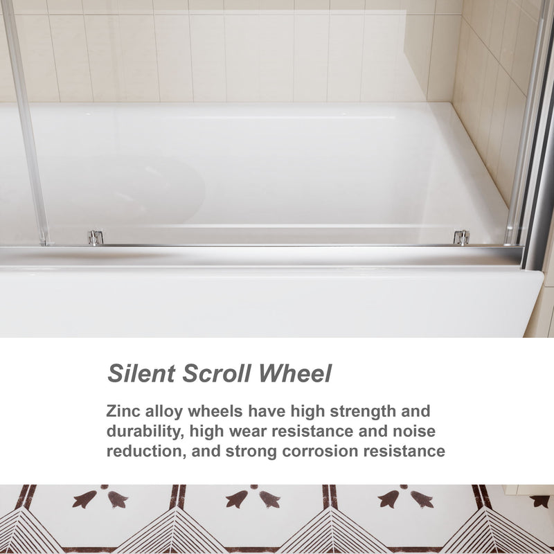 Single Sliding Shower Door For Bathtub With And Handle - Chrome