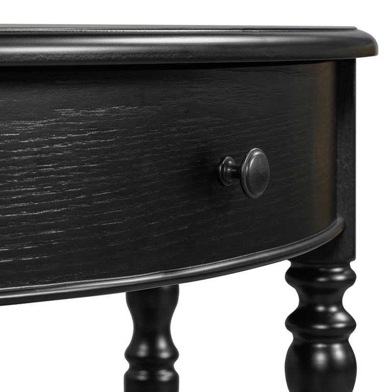 Half Moon Console Table With Drawer & Shelf