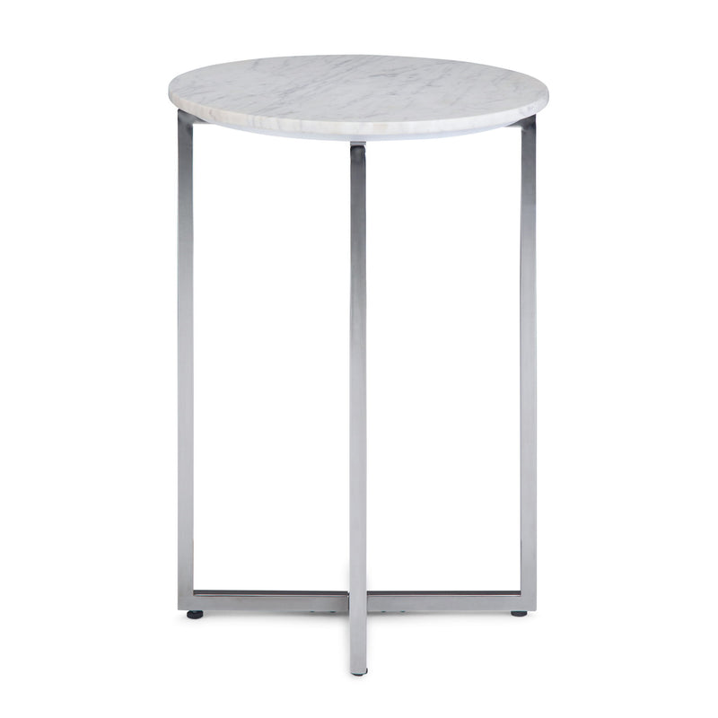 Marsden - Side Table With Polished Base - White / Silver