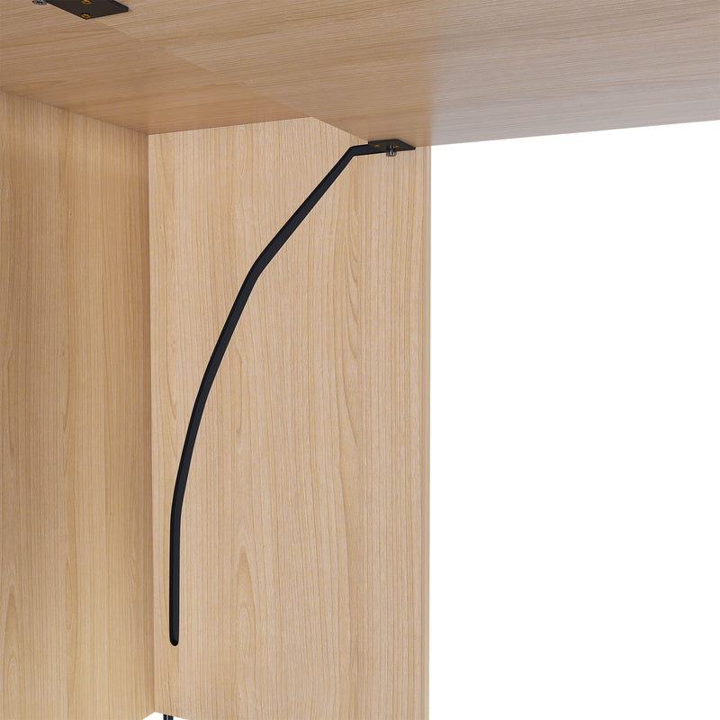 Stretchable Office Desk With Storage Shelves And Mobile Wheels