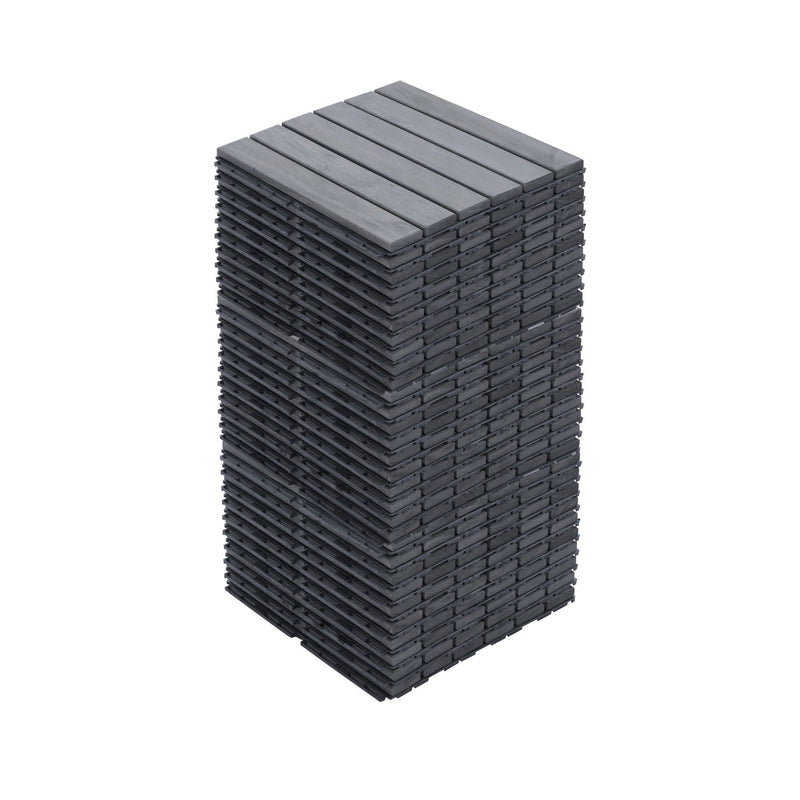 Interlocking Deck Tiles Striped Pattern, Waterproof Anti Mildew Brown