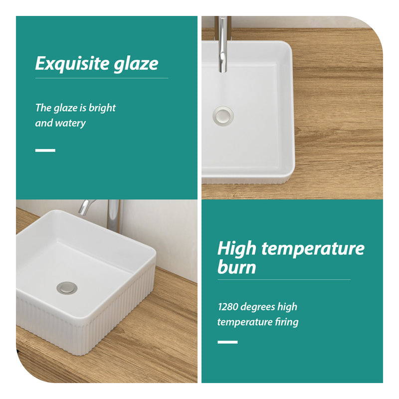 Modern Ceramic Rectangular Vessel Bathroom Sink