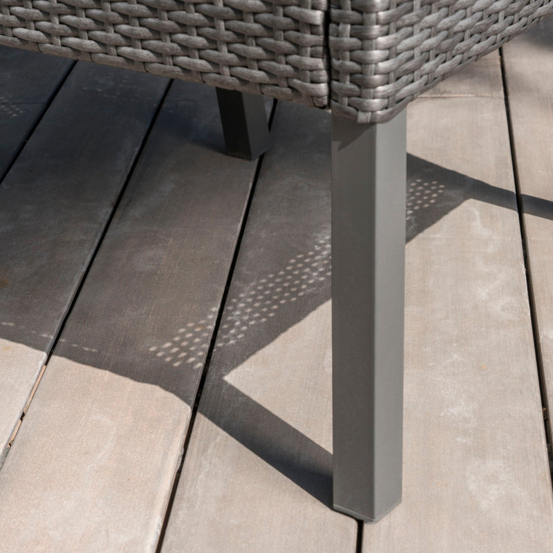 Outdoor Rattan Dining Chair With Straight Legs And Sloped Arms (Set of 2) - Gray / Silver