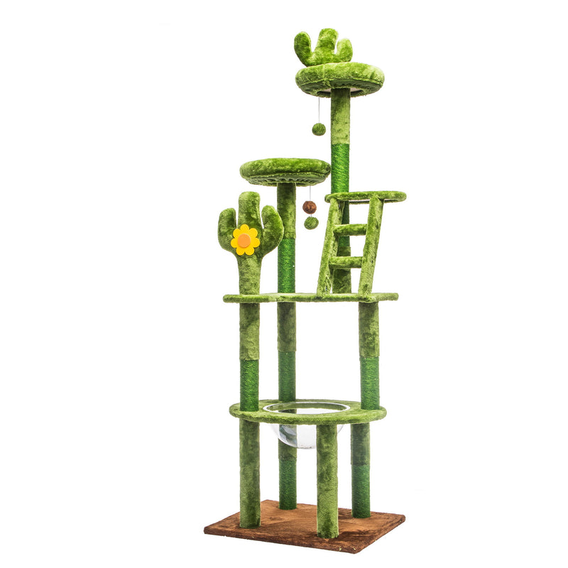 Cactus Cat Tree With Transparent Capsule