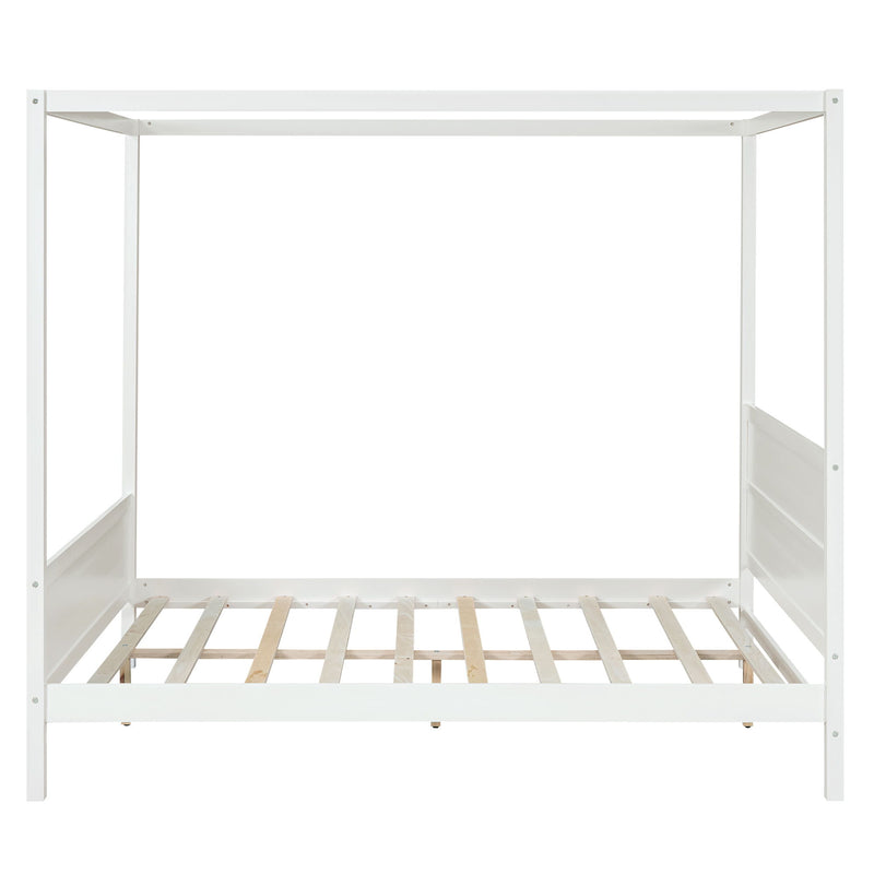 Canopy Platform Bed With Headboard And Footboard, Slat Support Leg