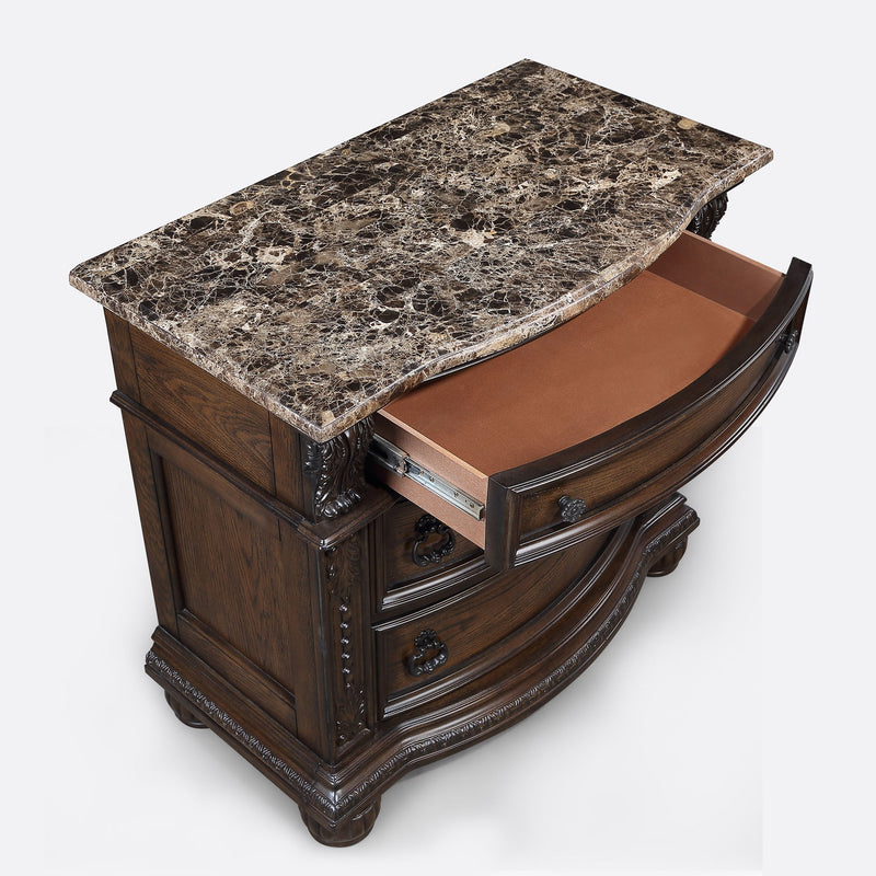 3 Drawers Nightstand - Brown / Cherry