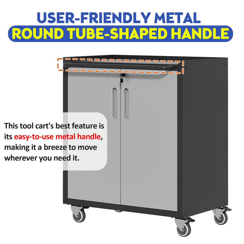 Heavy Duty Metal Garage Storage Cabinet With Wheels Sturdy Tool Organizer