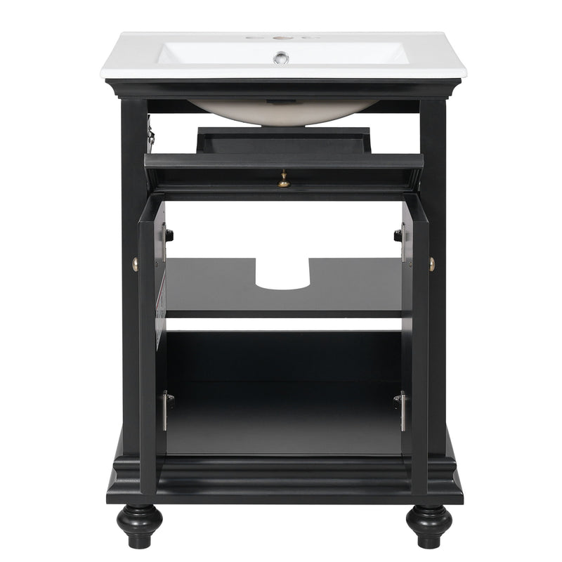 Modern Bathroom Vanity With Tip-Out Drawer And Soft-Close Hinges
