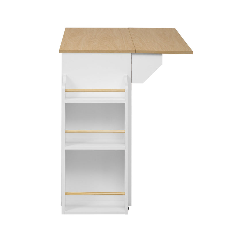 Modern Style 2 In 1 Pet Friendly Dog Crate Kitchen Island End Table Metal Pine - Natural / White