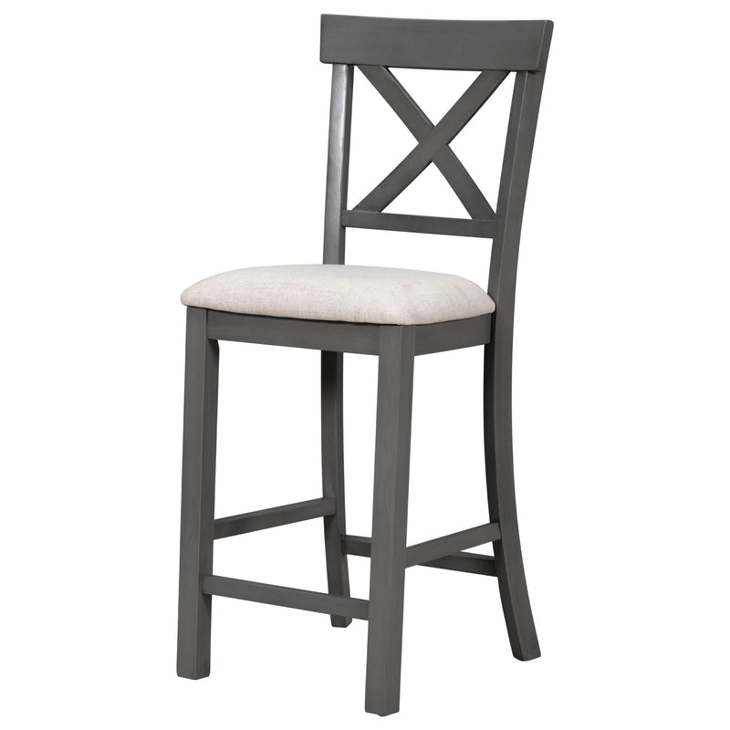 Counter Height Dining Set With Shelf, 4 Chairs And Bench