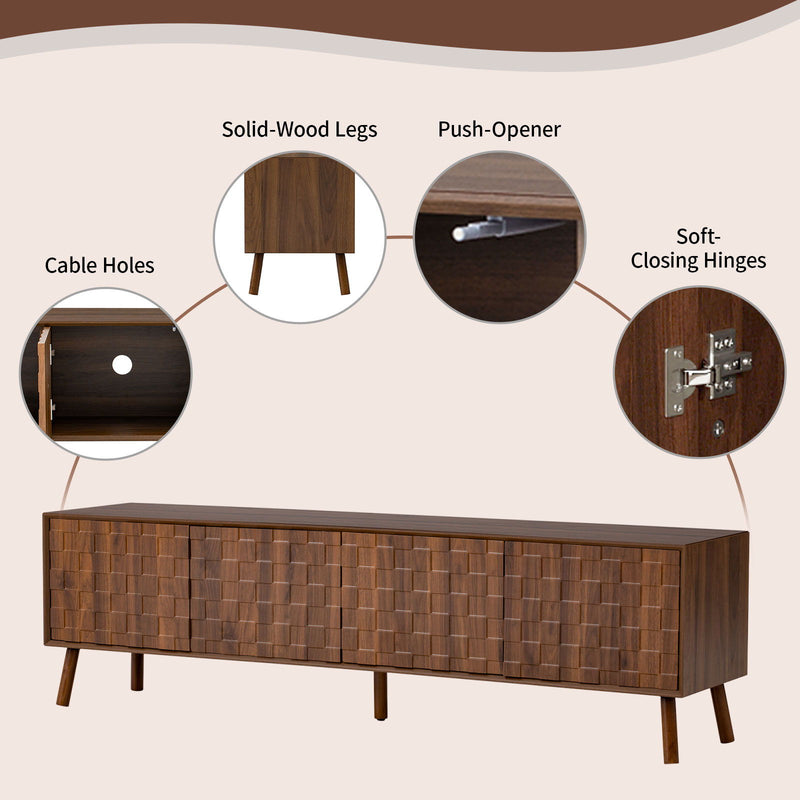 TV Stand With Soft Closing Hinges And Cable Management - Walnut