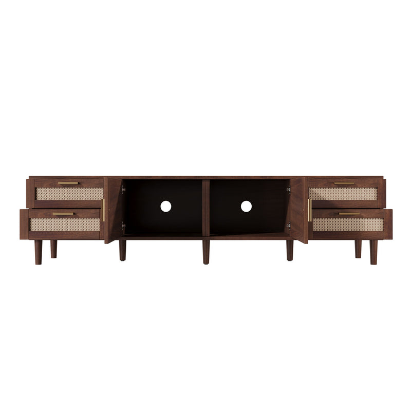 TV Stand, Media Console With 4 Drawers, Soft Closing Hinges - Dark Brown