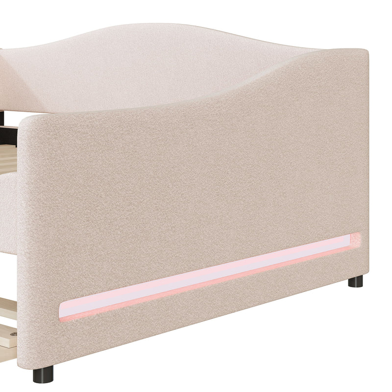 Upholstered Daybed With Light And Trundle