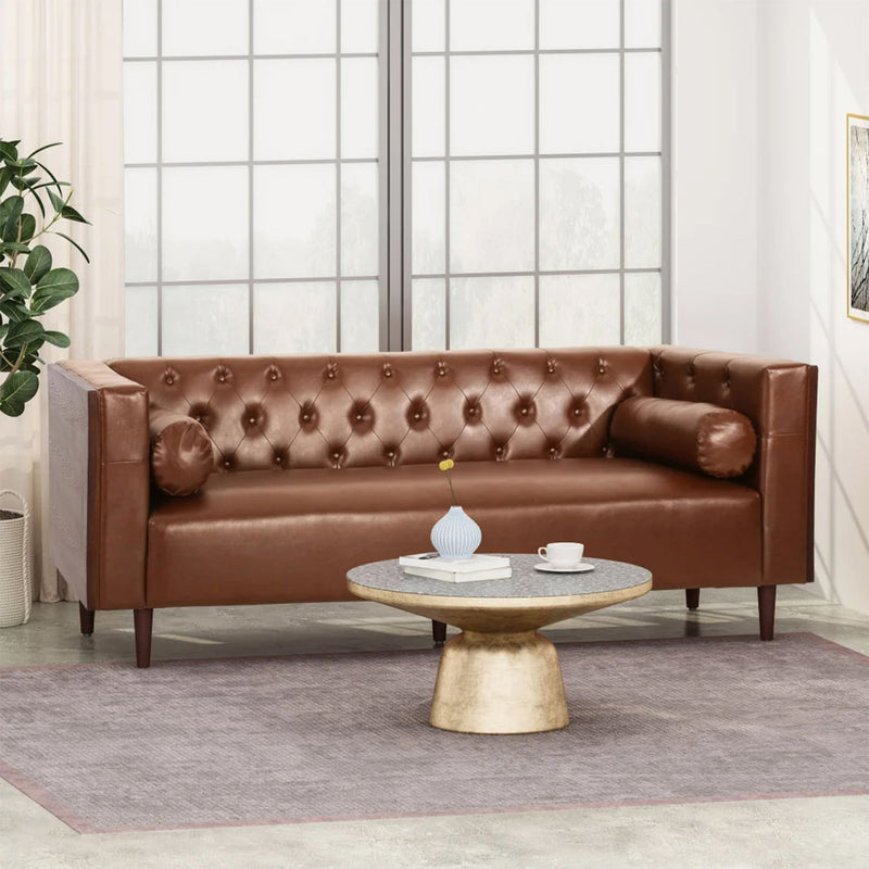 Contemporary 3 Seater Sofa With Tufted Design