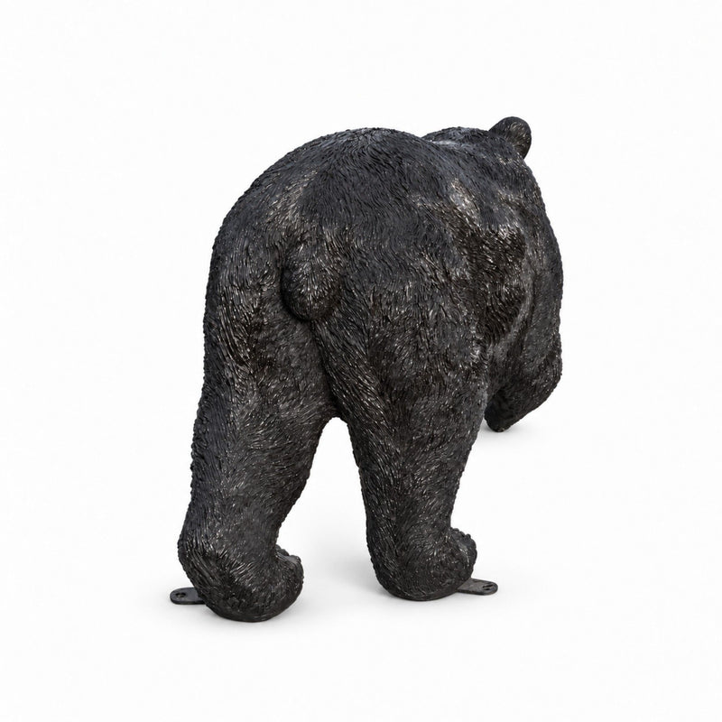 Bear Garden Statue, Walking Animal Sculpture With 2 Ground Stakes For Outdoor Decor - Black
