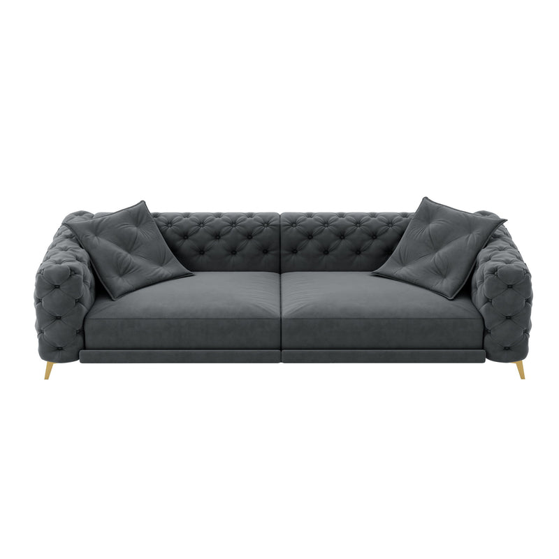 3 In 1 Convertible Sleeper, Deep Seat Pull Out Sofa Bed, Button Tufted
