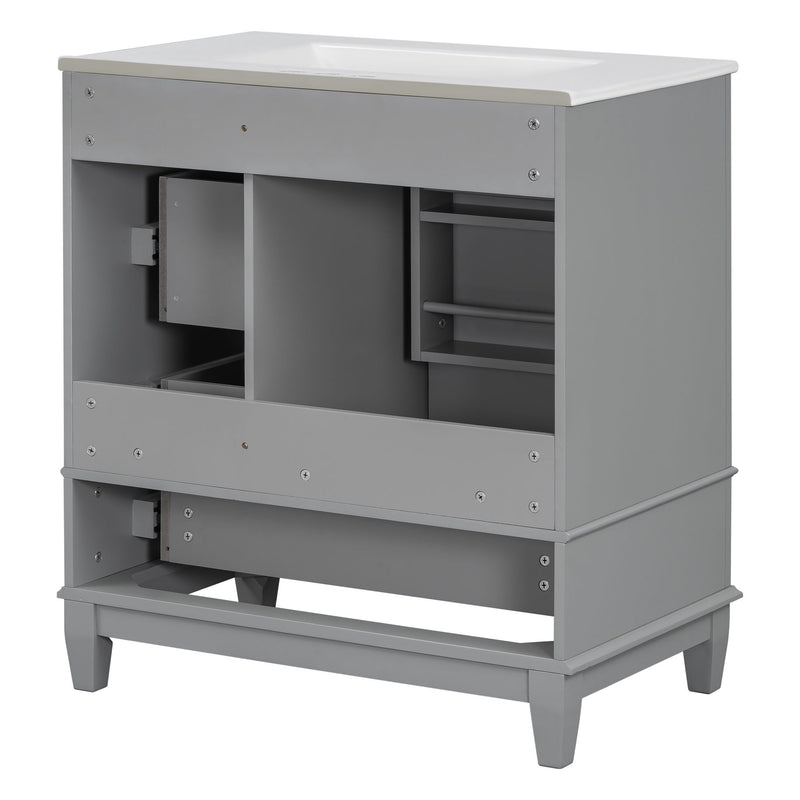 Freestanding Bathroom Vanity With Sink, Soft Close Door, 3 Drawers
