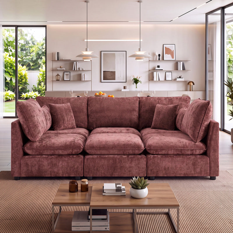 Modern Sectional Sofa U-Shaped With Movable Ottoman Storage Armrests And USB Ports
