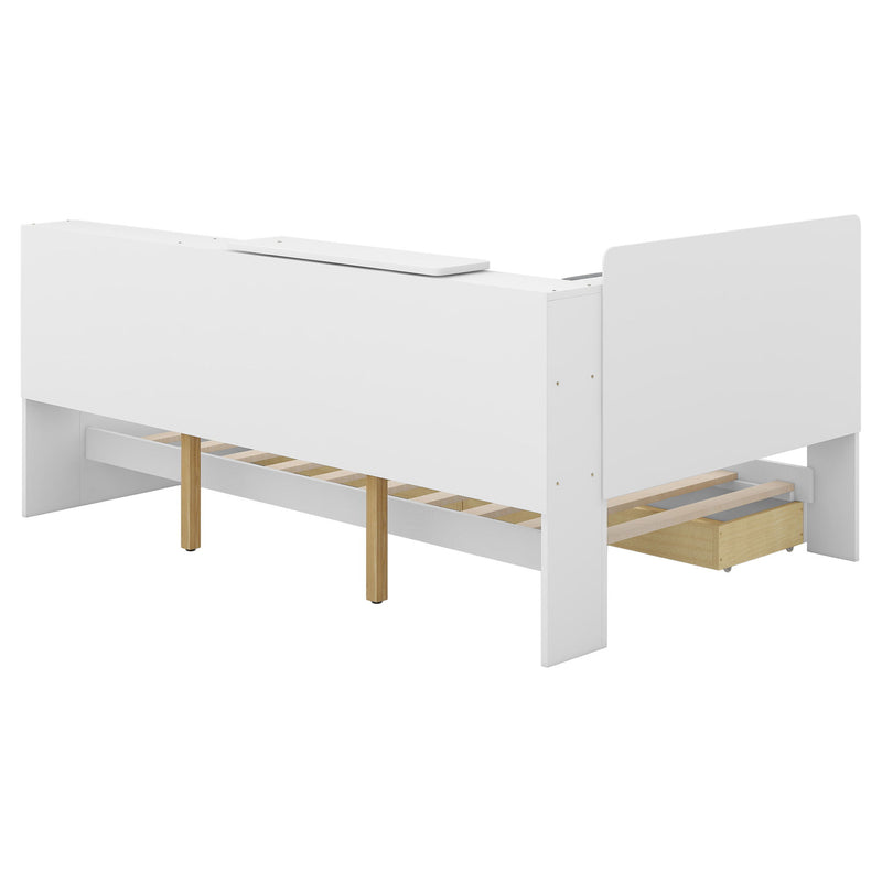 Platform Bed With Storage Headboard, Shelves And 2 Drawers