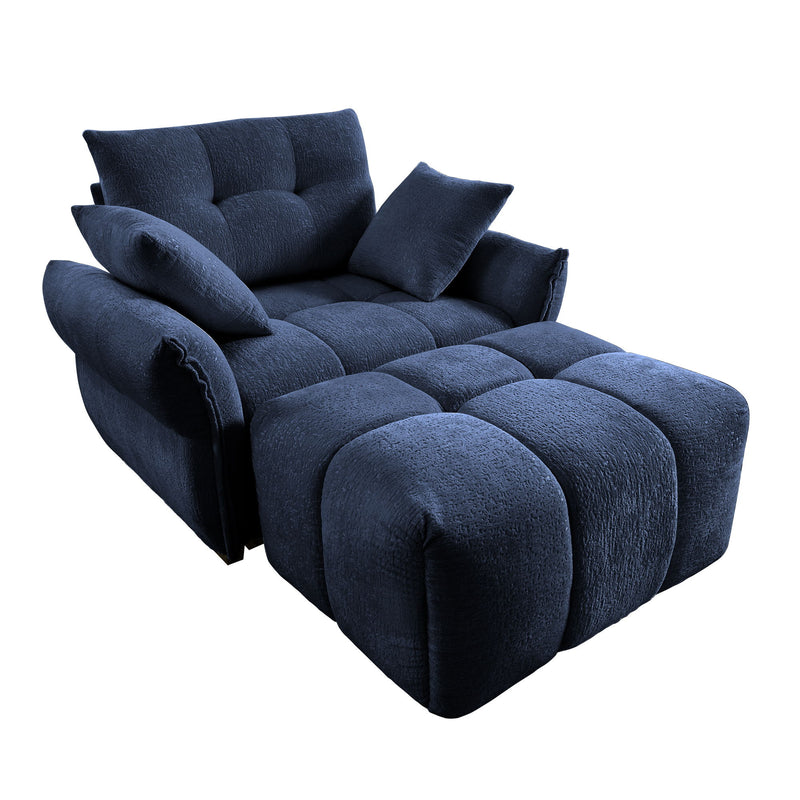 Ergonomic Single Seater Sofa With Ottoman, High Resilience Support Cushions