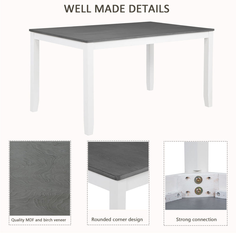 Elegant 6 Piece Dining Table Set With 4 Chairs And Bench