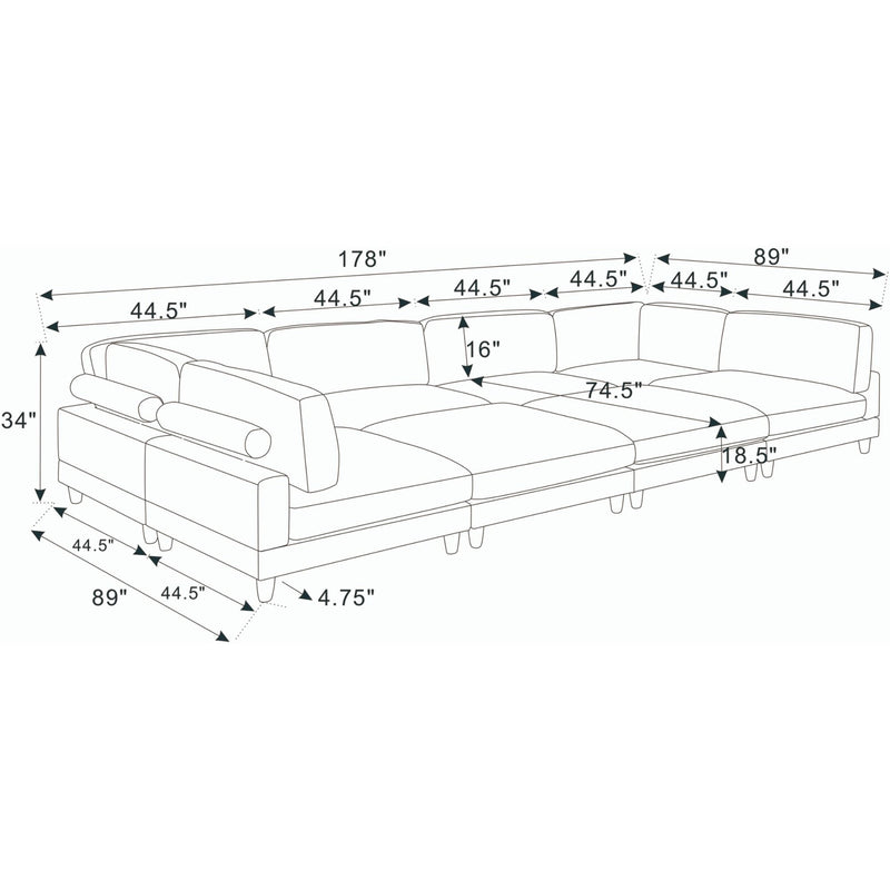 Modern Modular Sectional With Adjustable Back Support