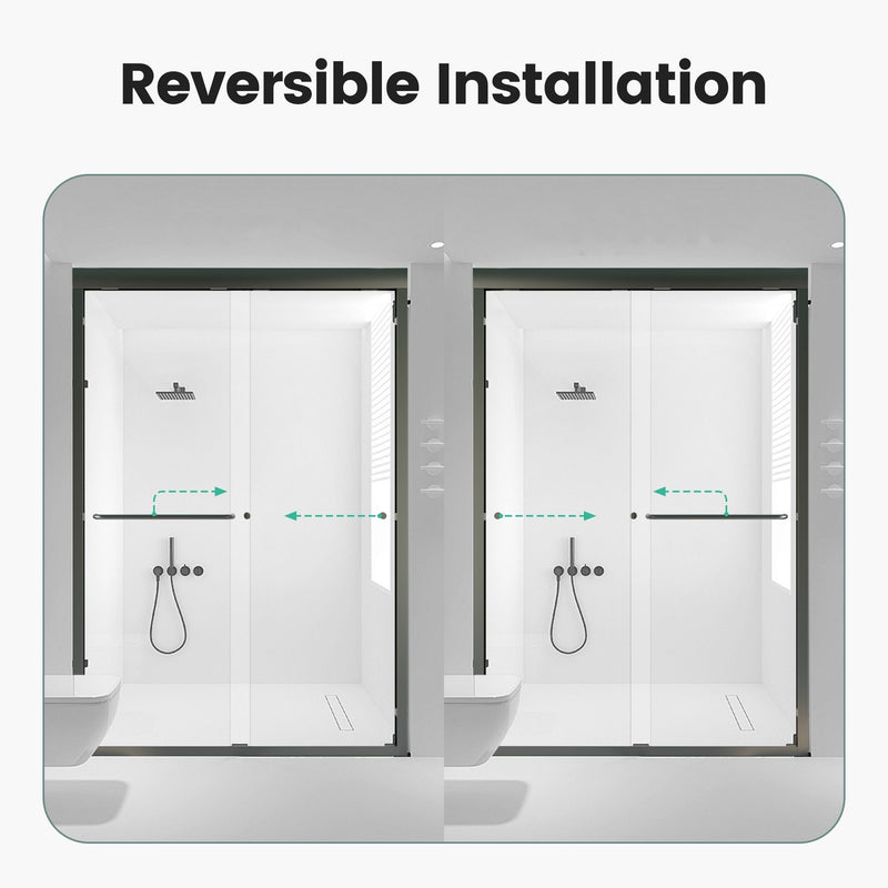 Semi Frameless Double Sliding Shower Door With Tempered Glass