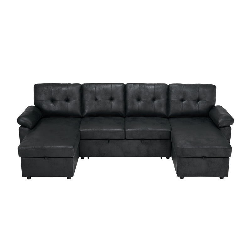 Convertible Sectional Sofa Bed With Pull Out Sleeper And Storage
