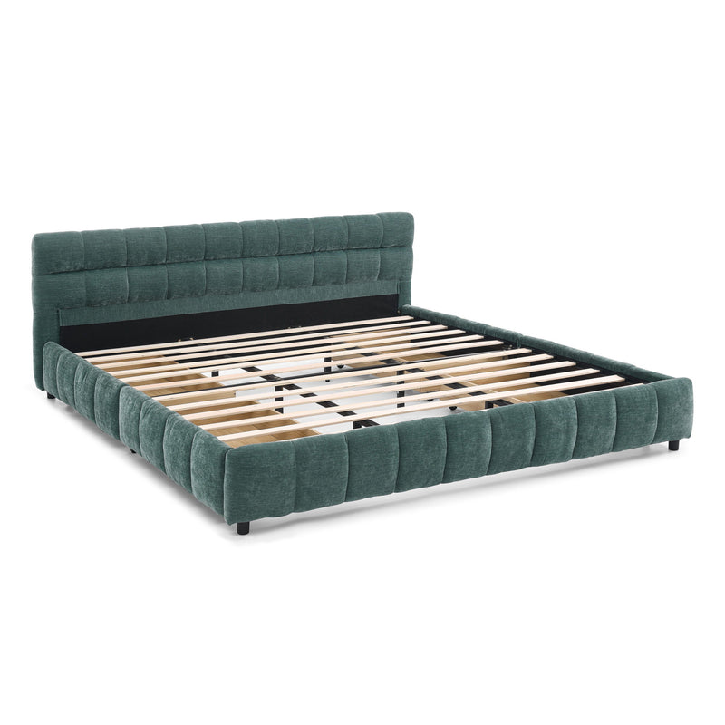 Modern Platform Bed Frame With Thick Fabric