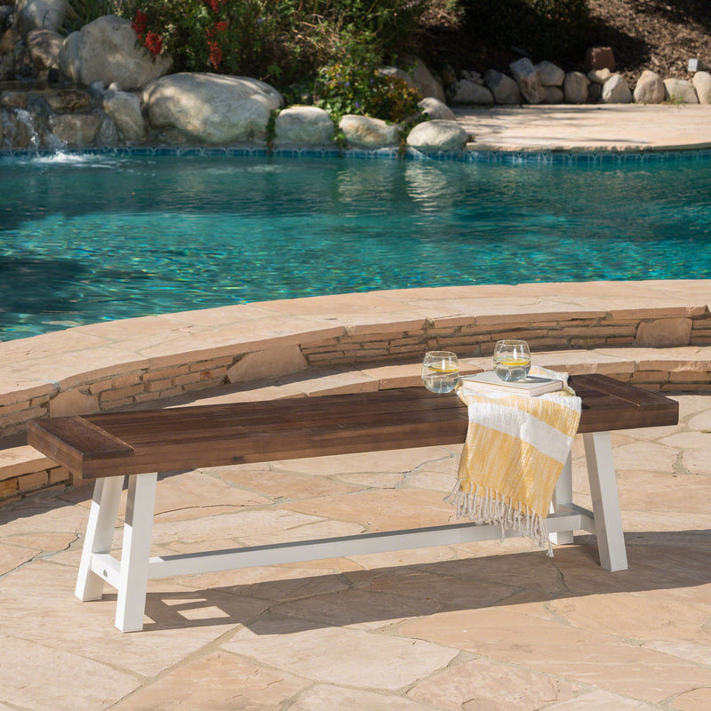 Tranquilizer - Outdoor Acacia Wood Bench With Slat Panel Design