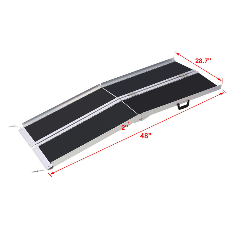 Portable And Foldable Wheelchair Ramp With Non Skid Surface