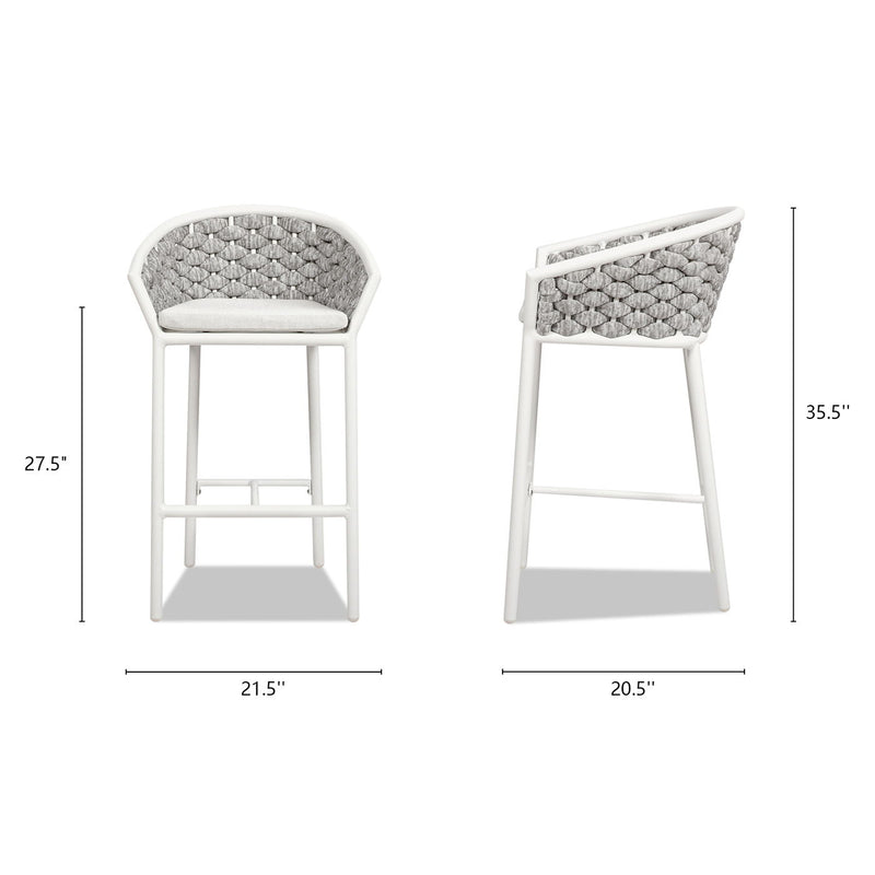 Rowan - Rope Barrel Low Back Patio Counter Stool (Set of 2) - White