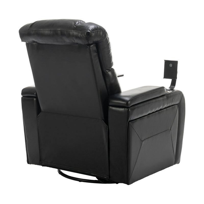 270 Degree Swivel Power Recliner With Tray Table, Phone Holder, Cup Holder, USB Port