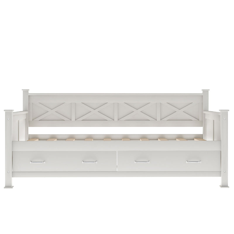 Modern Daybed With 2 Large Drawers, X Shaped Frame