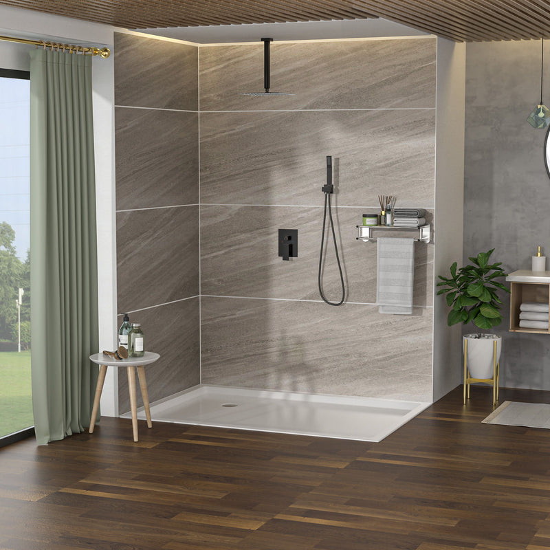 Dual Shower Head 16" Ceiling Mount Square Shower System With Rough In Valve