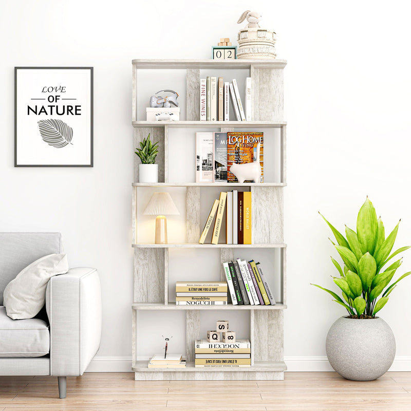 Modern 5 Tier Open Storage Bookcase