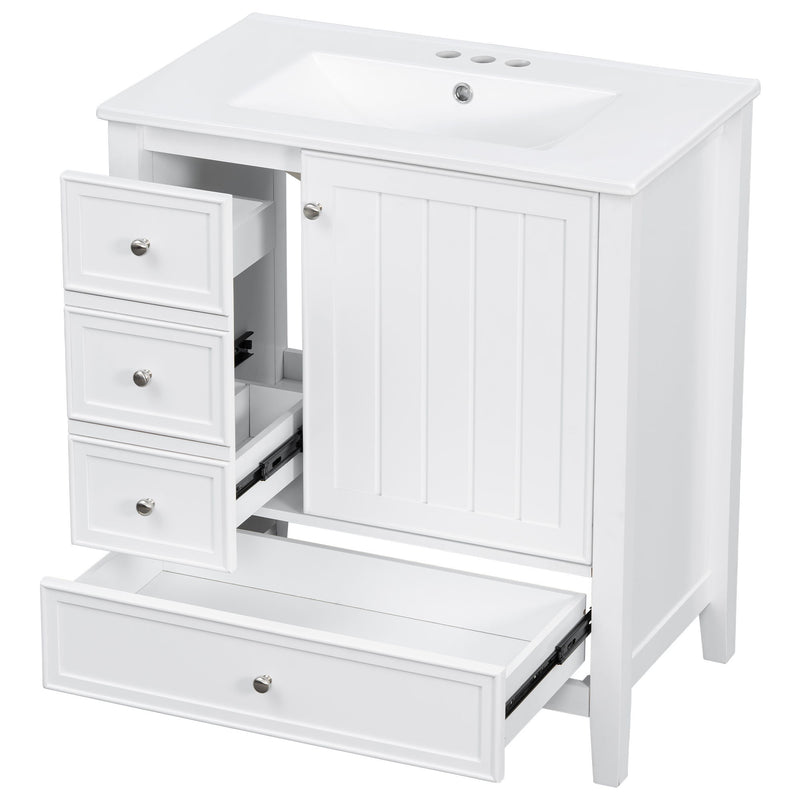 Modern Bathroom Vanity With Sink, 1 Cabinet & 3 Drawers