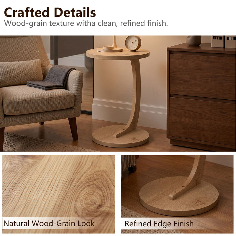 C - Shaped End Table With Sturdy Base