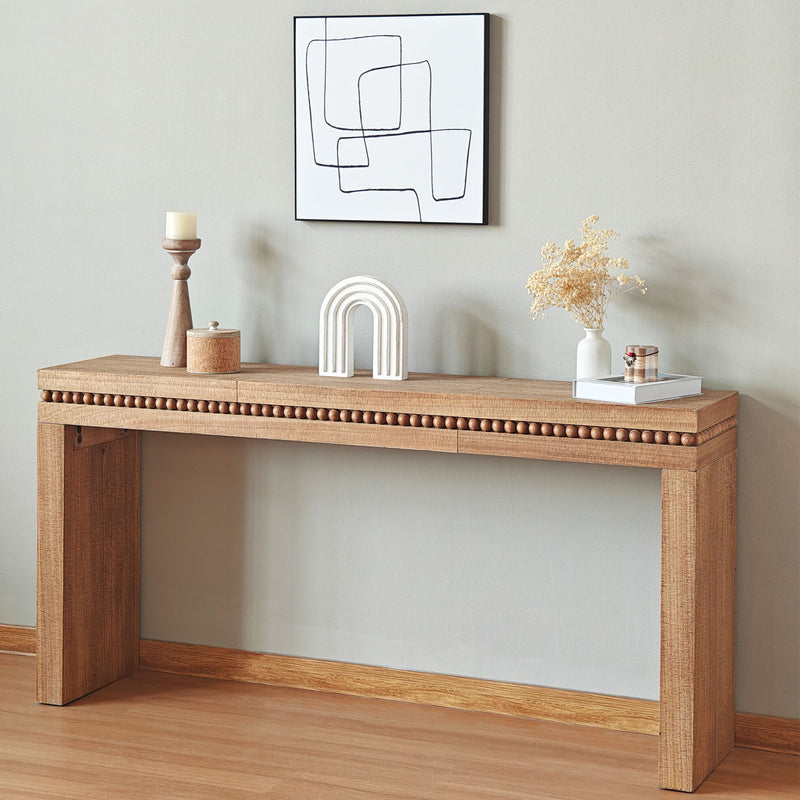 Modern Rustic Wood Table, Rectangular Living Room Center Table With Floating Top Design