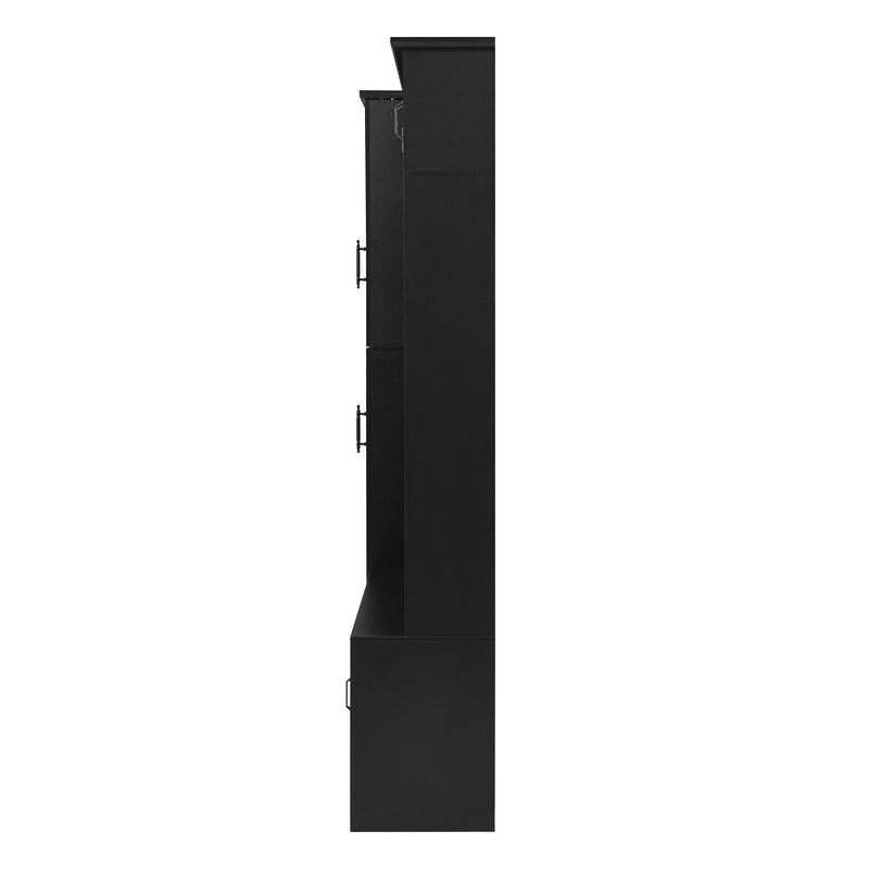 Tall Hall Tree With Shoe Storage, 4 In 1 Entryway Bench With 6 Cabinets, 4 Coat Hooks & Adjustable Shelf For Hallway - Black