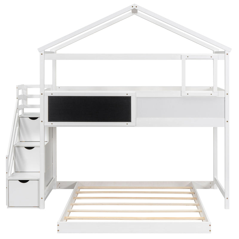 House Style Bunk Bed With Storage Staircase And board