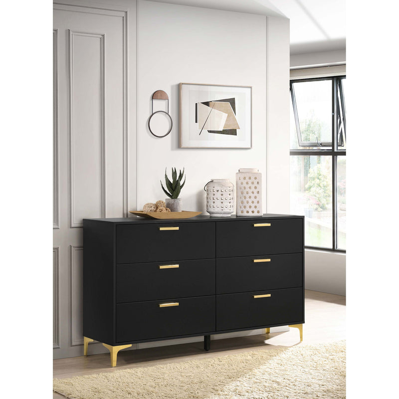 Lexie - 6 Drawer Rectangular Dresser - Black