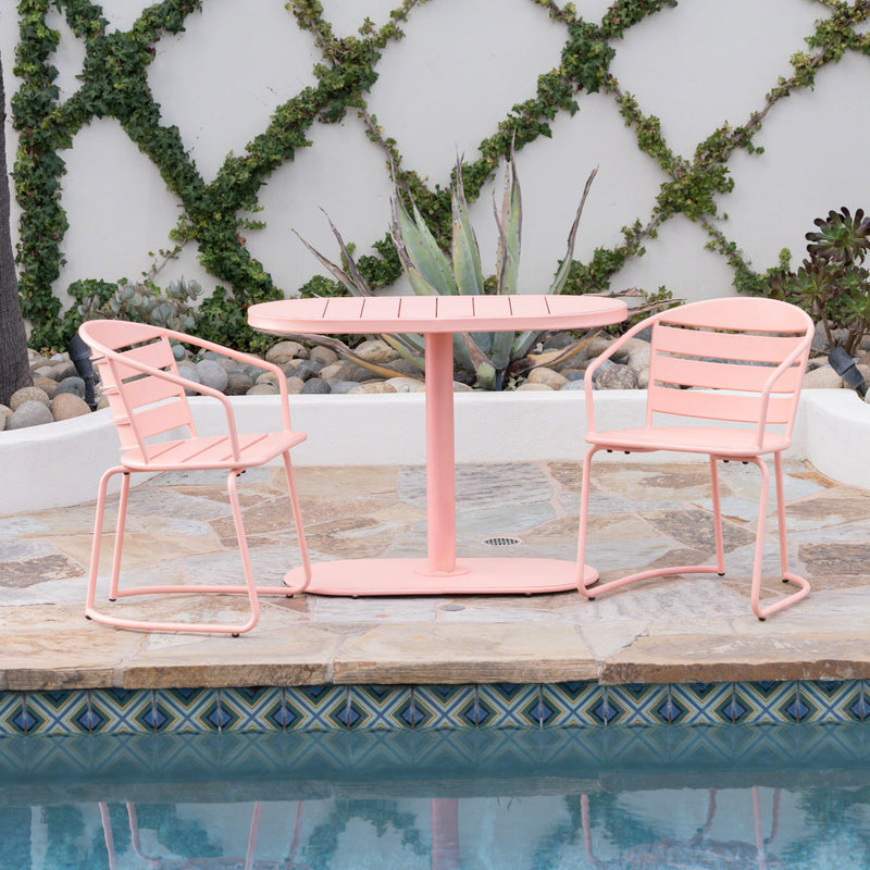 3 Piece Elegant Outdoor Bistro Set With 2 Chairs And Oval Table