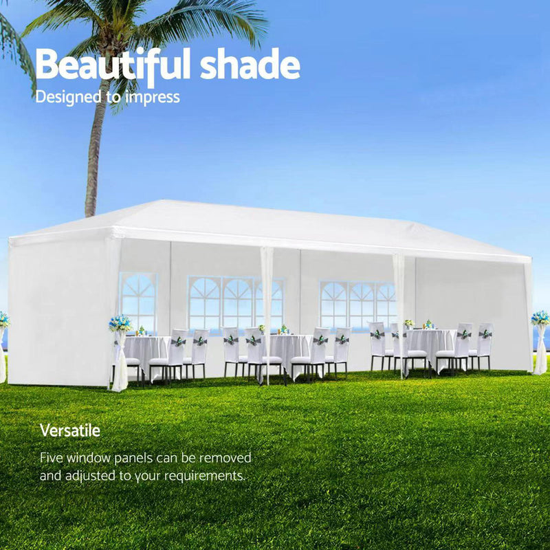 Wedding Party Canopy Tent Outdoor Gazebo With 6 Removable Sidewalls - White